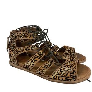 Anthropologie Gee Wawa Gladiator Sandals Aubrey Calf Hair Lace Up Animal
